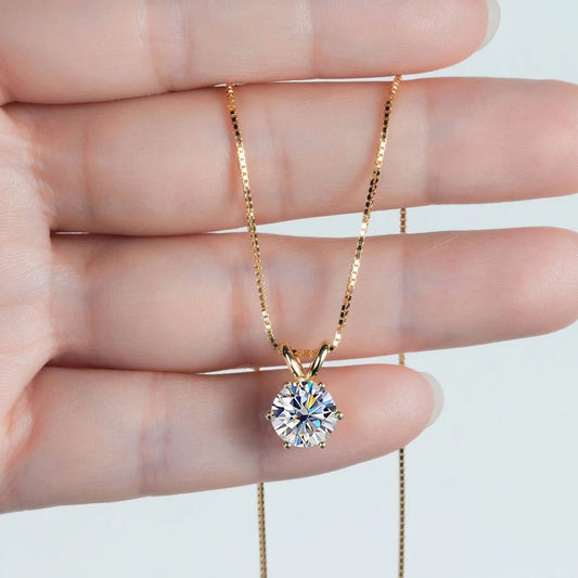 Moissanite Solitaire Charm Necklace in 14K Gold Filled, view 4, Ratnali Jewels