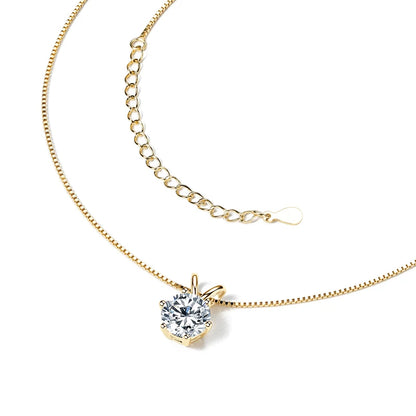 Moissanite Solitaire Charm Necklace in 14K Gold Filled, view 5, Ratnali Jewels