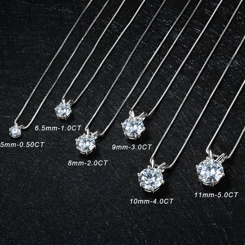 Moissanite Solitaire Necklace in silver tone brass, Ratnali Jewels