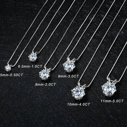 Moissanite Solitaire Necklace in silver tone brass, Ratnali Jewels