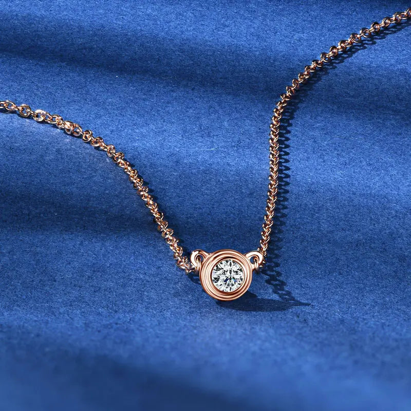 Moissanite Solitaire Necklace in Sterling Silver, view 3, Ratnali Jewels