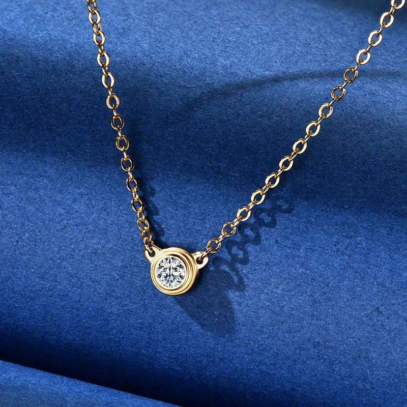 Moissanite Solitaire Necklace in Sterling Silver, view 6, Ratnali Jewels