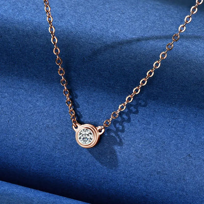 Moissanite Solitaire Necklace in Sterling Silver, view 7, Ratnali Jewels