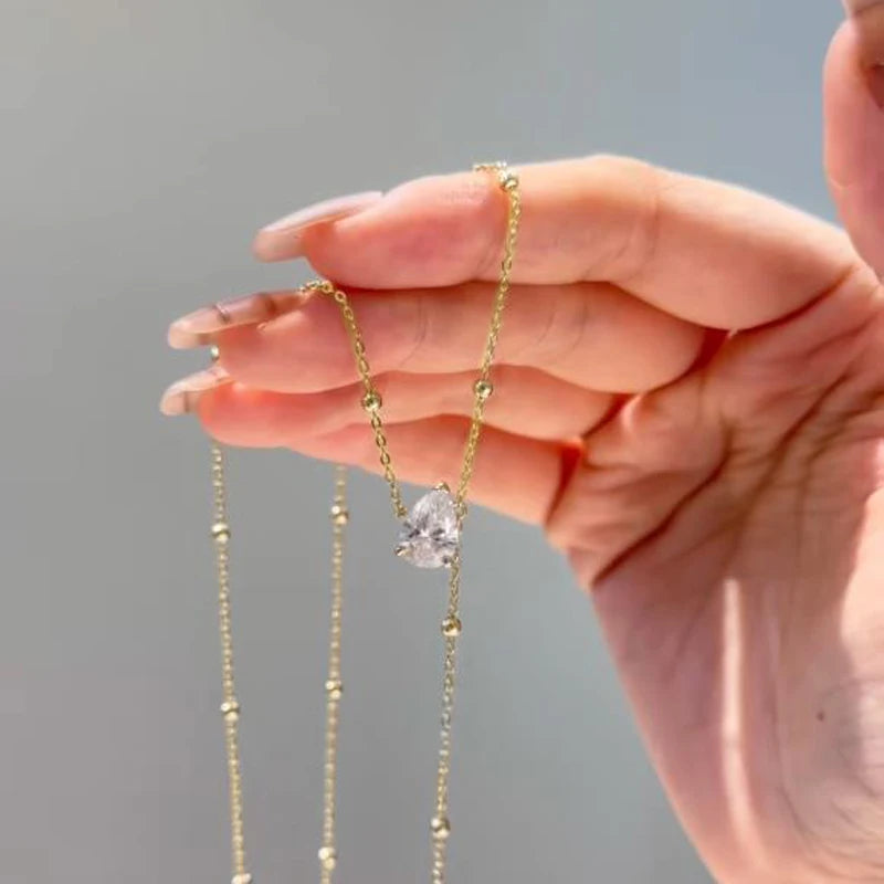 Moissanite Teardrop Pendant Necklace in 14K Gold Filled, Ratnali Jewels