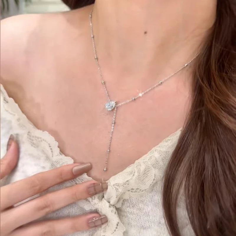 Moissanite Teardrop Pendant Necklace in 14K Gold Filled, view 6, Ratnali Jewels