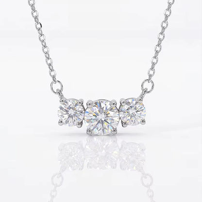 Moissanite Three Stone Pendant Necklace in 14K Gold Filled, view 6, Ratnali Jewels