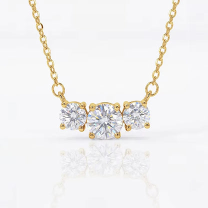 Moissanite Three Stone Pendant Necklace in 14K Gold Filled, view 7, Ratnali Jewels