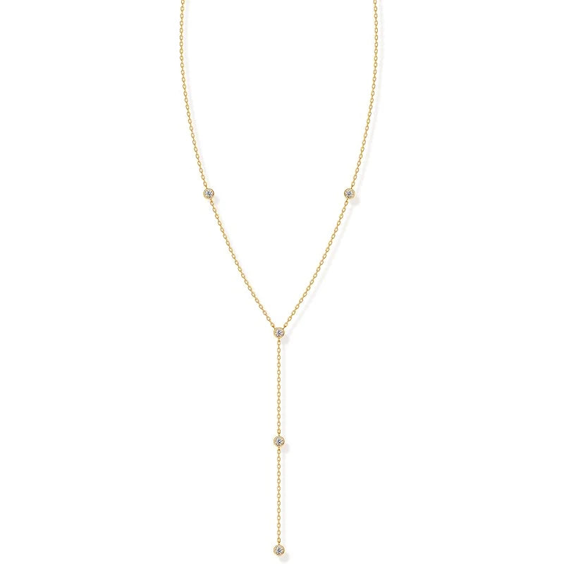 Moissanite Y Drop Tassel Necklace in 14K Gold Filled, view 6, Ratnali Jewels