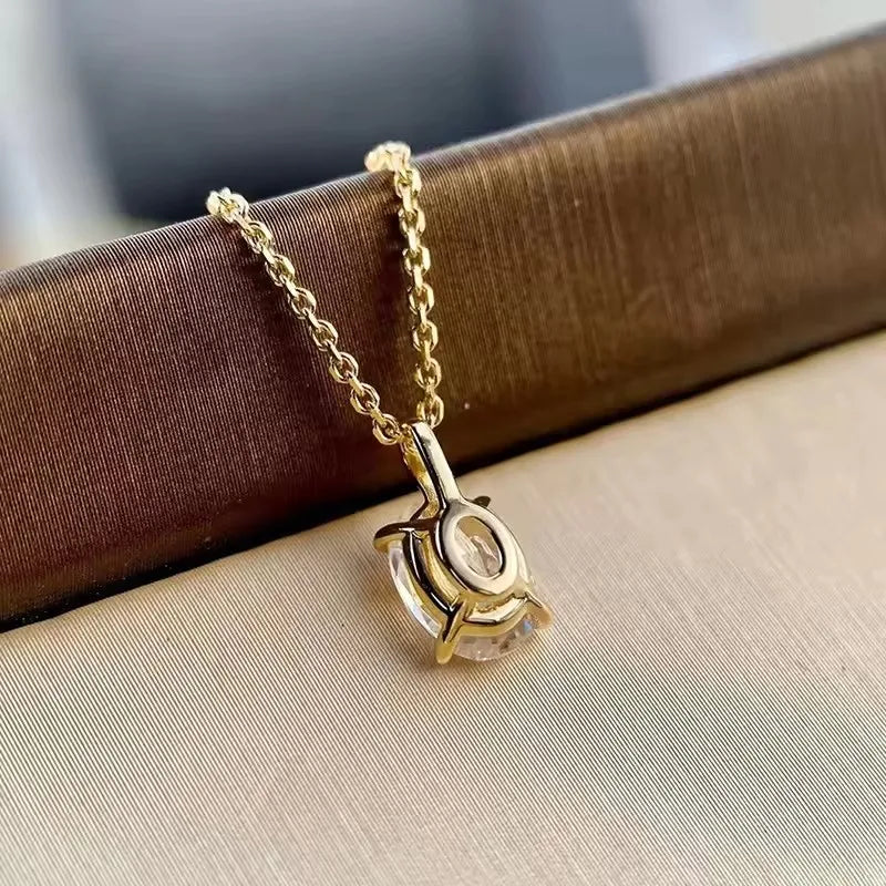 Oval Moissanite Pendant Necklace in 14K Gold Filled, Ratnali Jewels