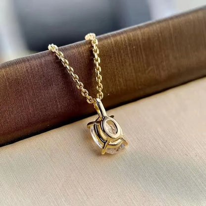 Oval Moissanite Pendant Necklace in 14K Gold Filled, Ratnali Jewels