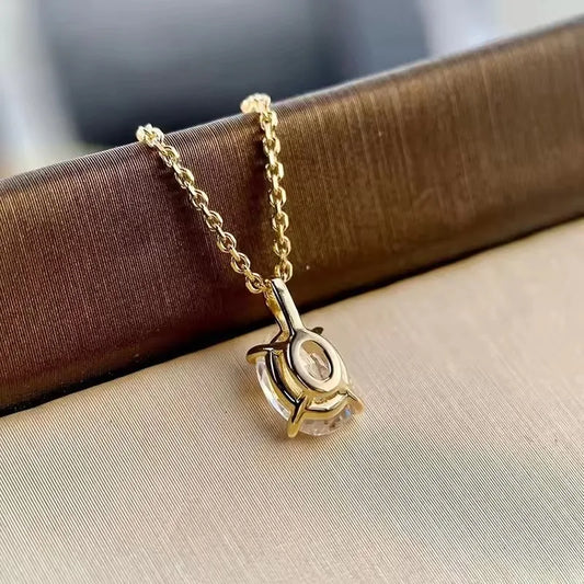 Oval Moissanite Pendant Necklace in 14K Gold Filled, Ratnali Jewels