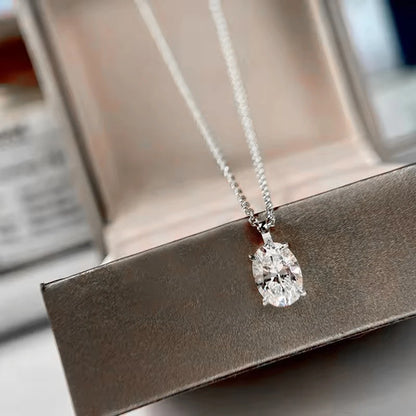 Oval Moissanite Pendant Necklace in 14K Gold Filled, view 2, Ratnali Jewels