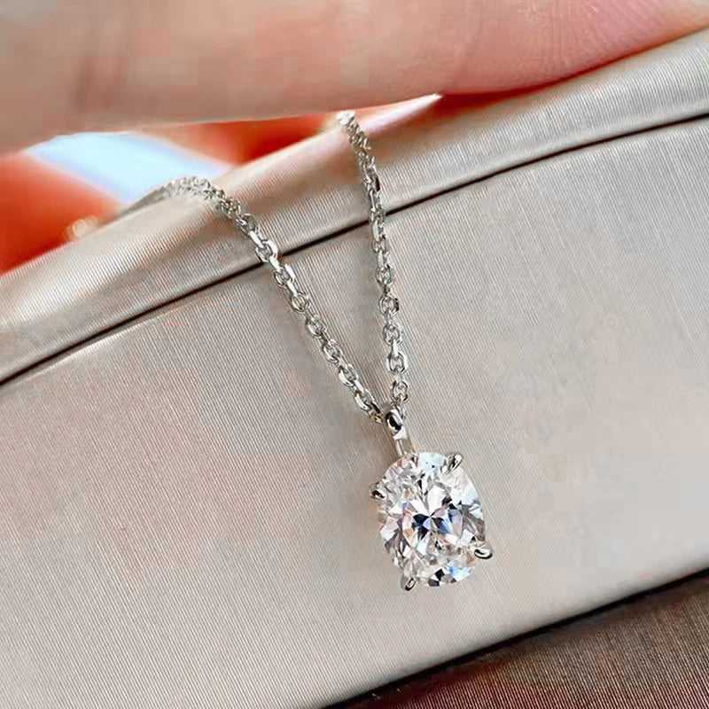 Oval Moissanite Pendant Necklace in 14K Gold Filled, view 4, Ratnali Jewels