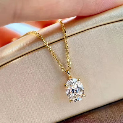 Oval Moissanite Pendant Necklace in 14K Gold Filled, view 5, Ratnali Jewels