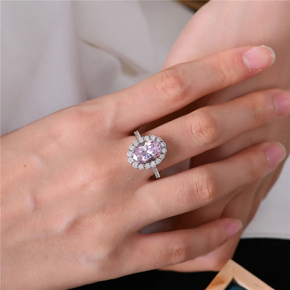 White oval statement silver ring worn on hand - Ratnali Jewels