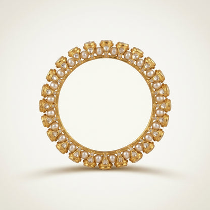 Moissanite Polki & Pearl Jadau Bangles - ratnalijewels