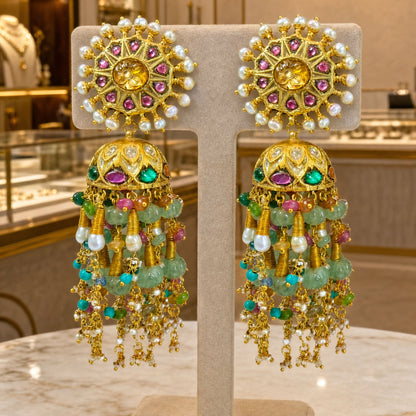 Gold polki jhumka