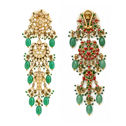 Polki earrings with details meea work