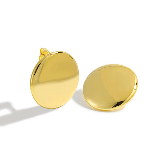 Organic Disc Stud Earrings in 999 fine silver. Softly irregular discs with gently contoured polished surfaces.