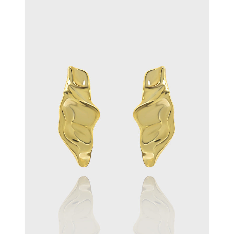 Sculpted Pod Stud Earrings in 925 sterling silver. Polished pod shapes with gently uneven, organic contours.