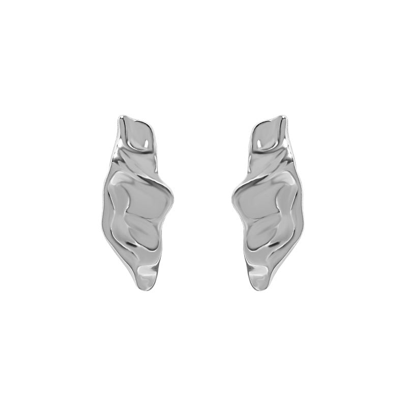 Sculpted Pod Stud Earrings in 925 sterling silver. Polished pod shapes with gently uneven, organic contours.
