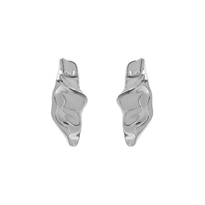 Sculpted Pod Stud Earrings in 925 sterling silver. Polished pod shapes with gently uneven, organic contours.