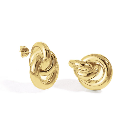Triple Loop Knot Stud Earrings in 999 fine silver. Three interwoven loops create a rounded, polished knot.
