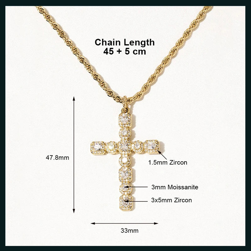 Rope Chain Moissanite Cross Necklace in 14K Gold Filled, Ratnali Jewels