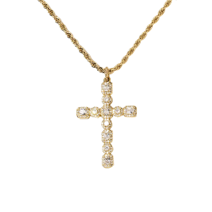 Rope Chain Moissanite Cross Necklace in 14K Gold Filled, view 7, Ratnali Jewels