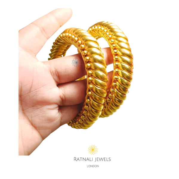 Handmade Indian Heritage Bangle | 925 Silver Gold Plated Kada Bangle Bracelet - ratnalijewels
