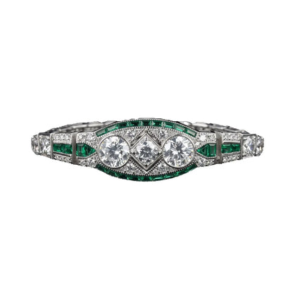 Silver emerald classic link bracelet, alternative view