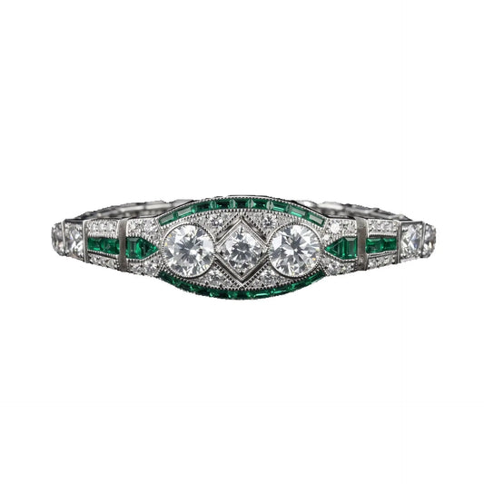 Silver emerald classic link bracelet, alternative view