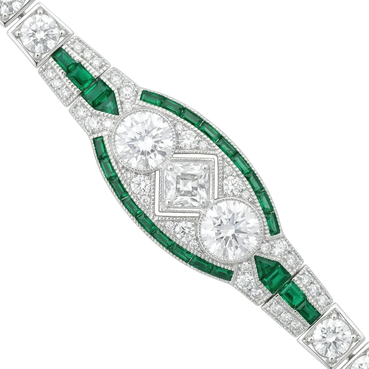 Emerald classic link bracelet in sterling silver, detail