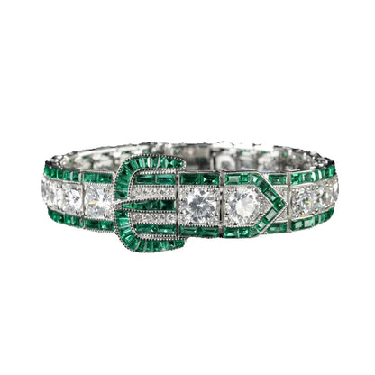 Silver emerald sparkle link bracelet, alternative view