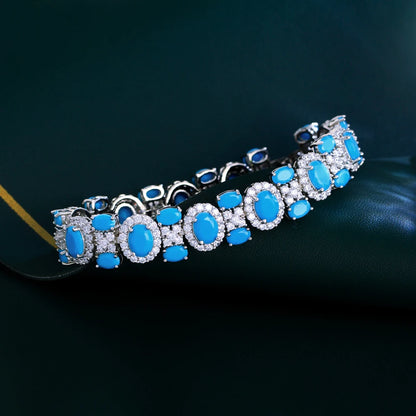 Turquoise and silver tone wedding bracelet