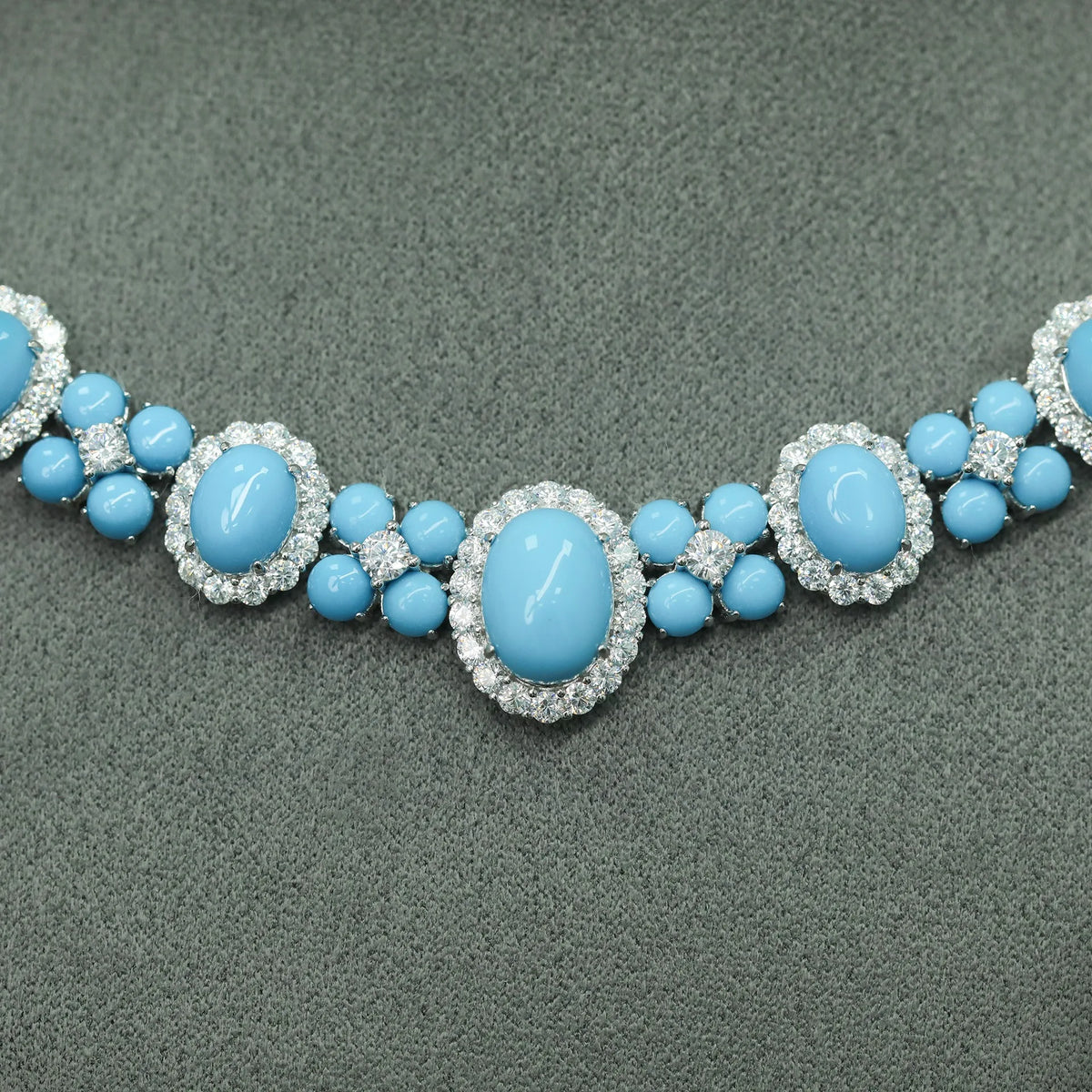 Close up of the classic turquoise and 5A CZ pendant