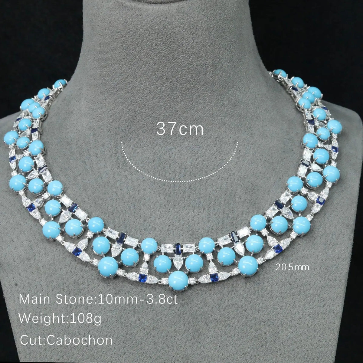 Silver turquoise pendant necklace on a 37cm sterling silver chain