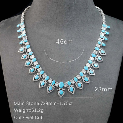 Close up of the turquoise and 5A CZ geometric pendant