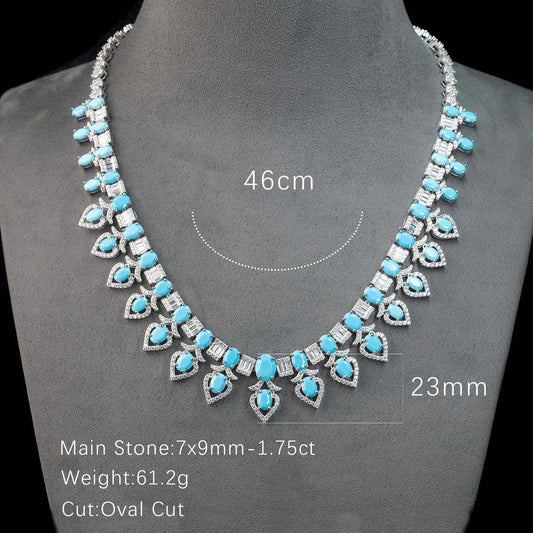 Close up of the turquoise and 5A CZ geometric pendant