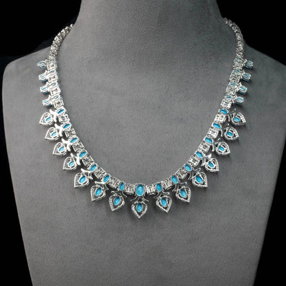 Silver turquoise geometric pendant necklace, alternative view