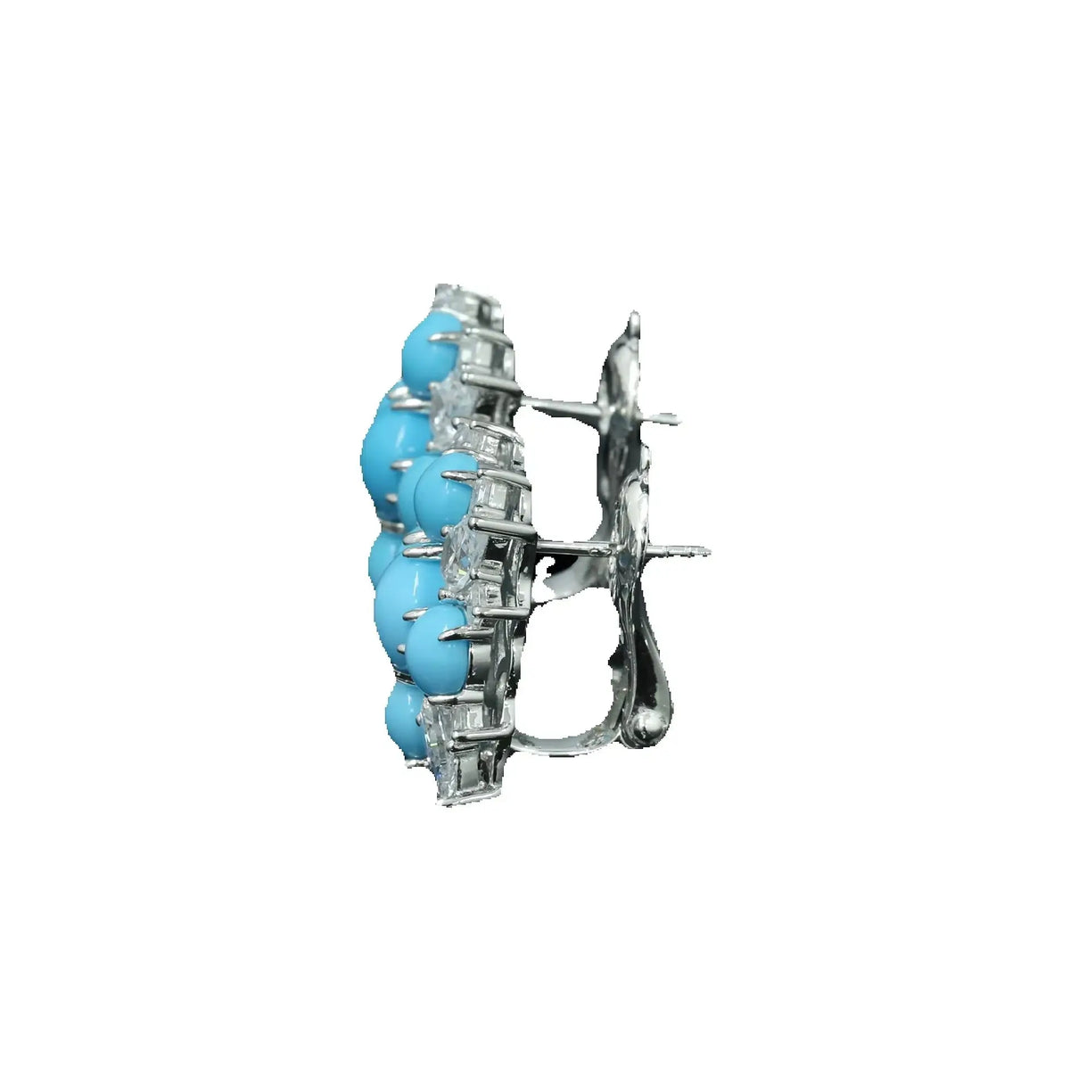 Silver turquoise geometric stud earrings, alternative view