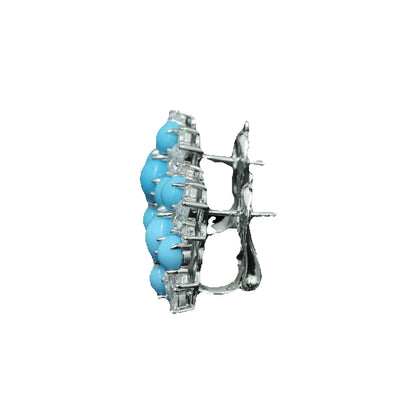 Silver turquoise geometric stud earrings, alternative view