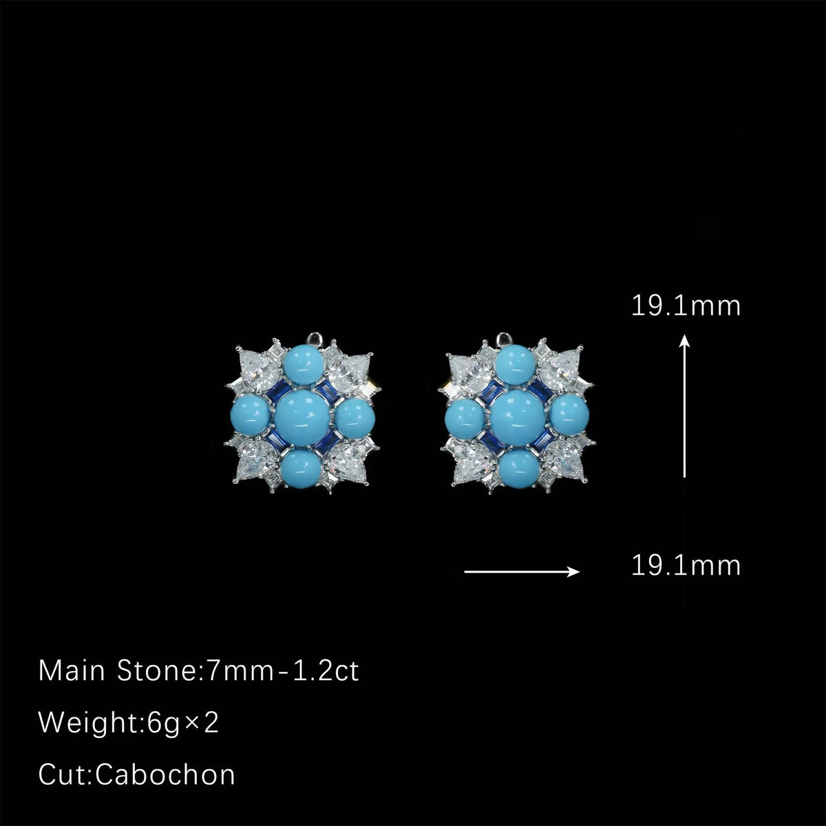 Turquoise and silver stud earrings