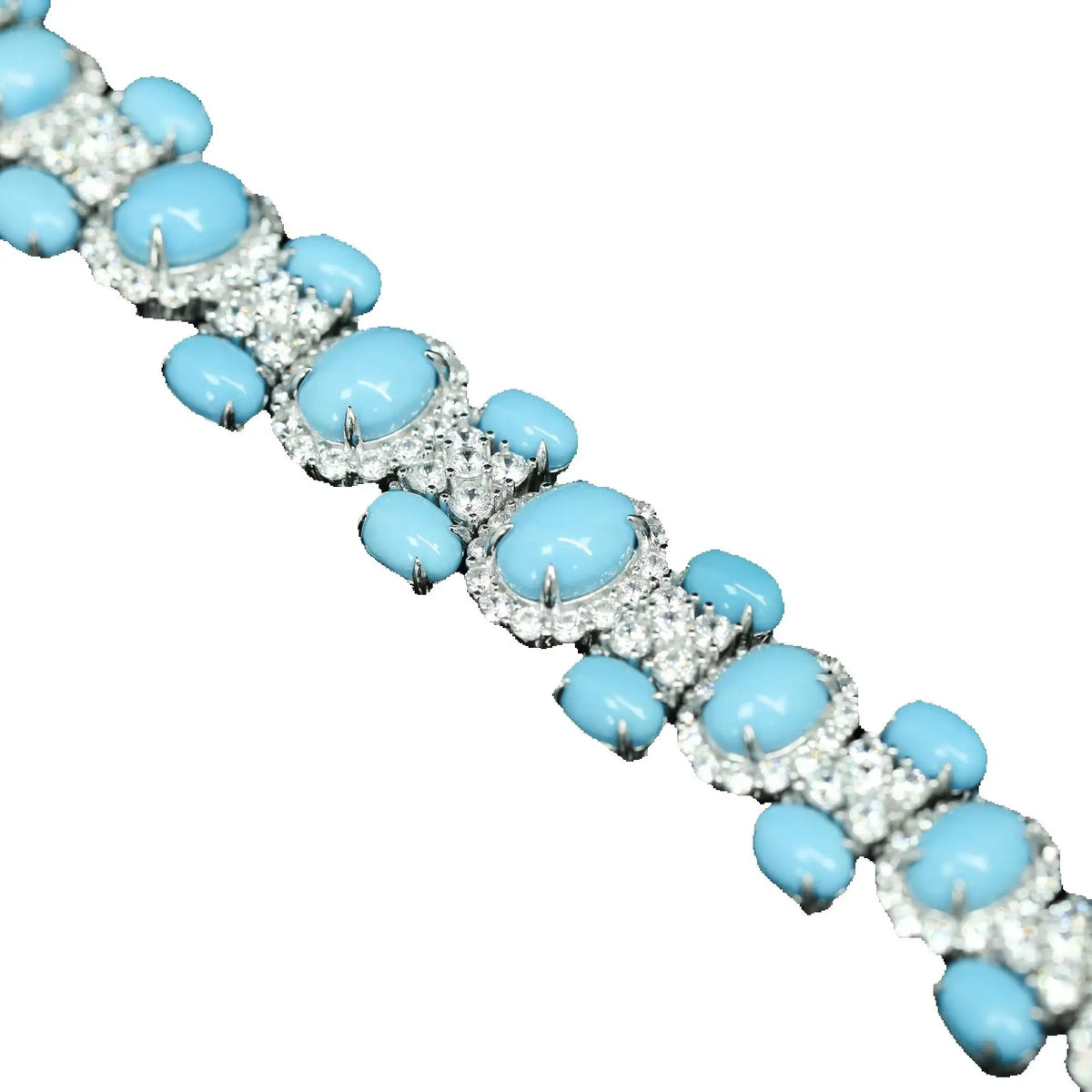 Silver turquoise minimalist link bracelet, alternative view
