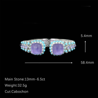 Close up of turquoise and 5A CZ on the statement bracelet