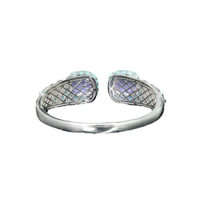 Silver turquoise statement link bracelet, alternative view
