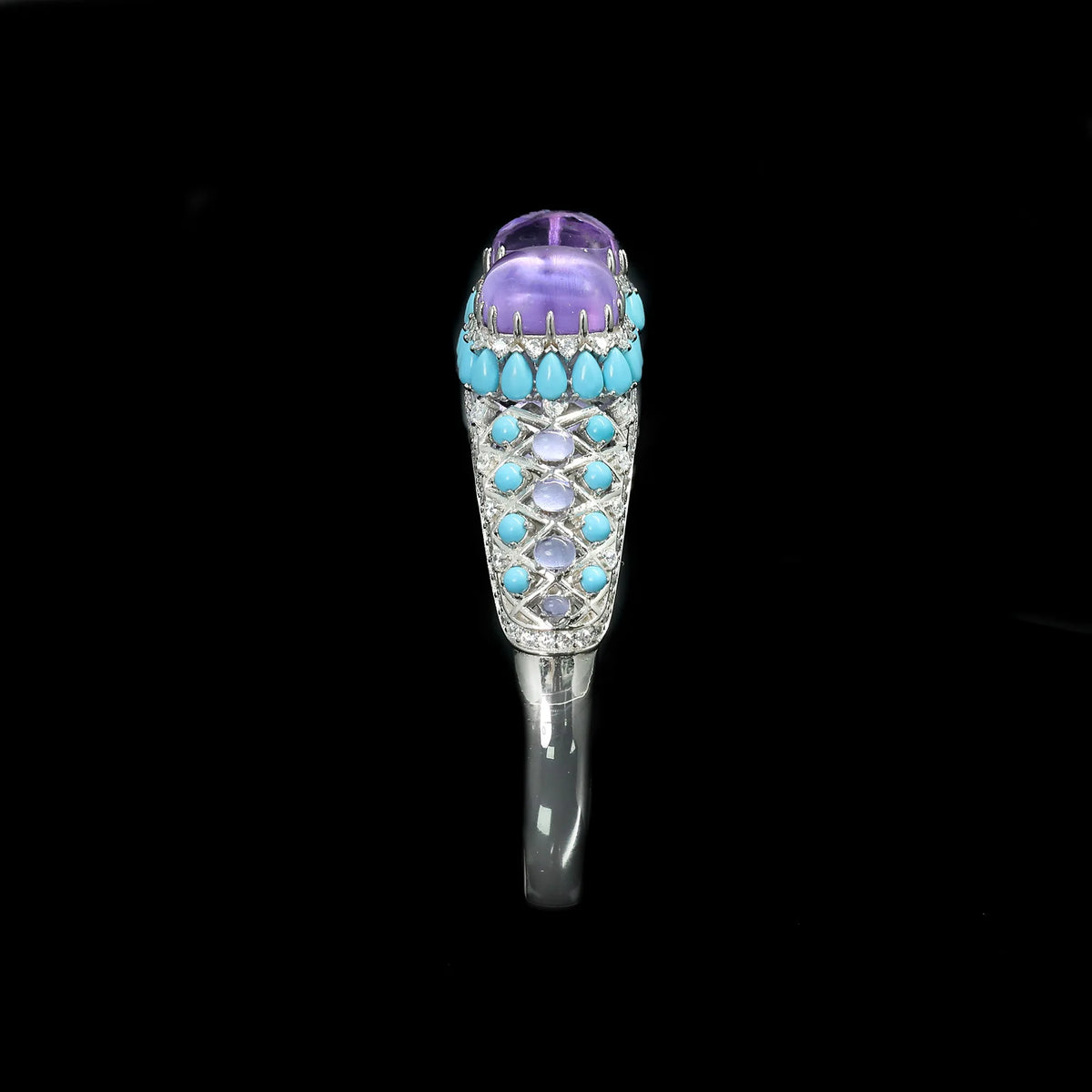 Turquoise blue and silver statement bracelet