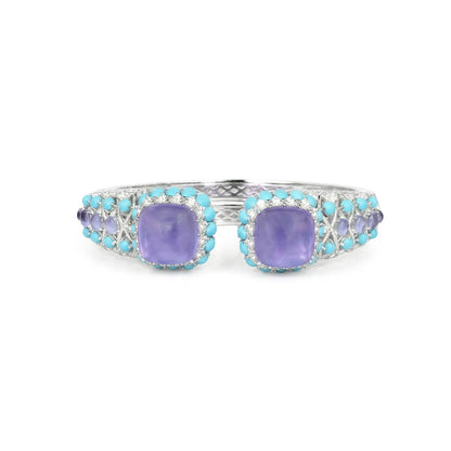 Turquoise statement bracelet in sterling silver, detail