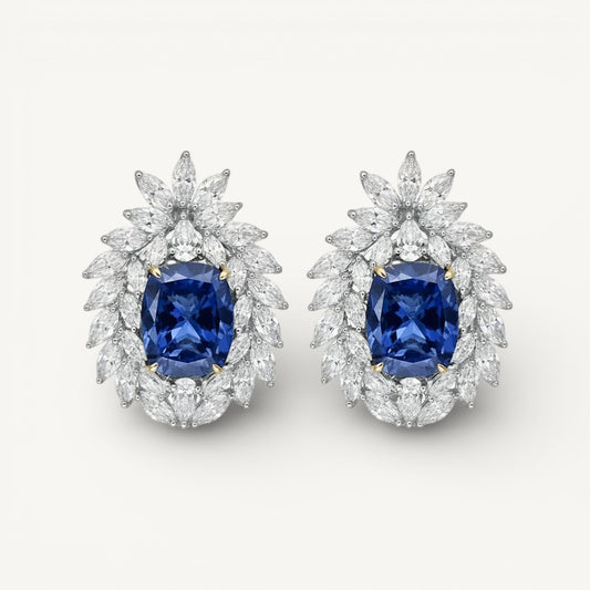 Sapphire Marquise Fringe Stud Earrings - ratnalijewels