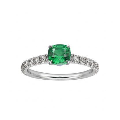 Square Cut Lab Grown Emerald Silver Ring - Ratnali Jewels
